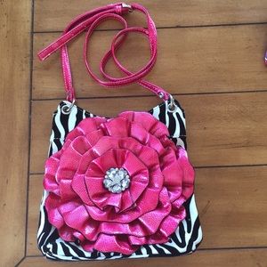 New!!! Fun!! Crossbody bag with big pink flower!